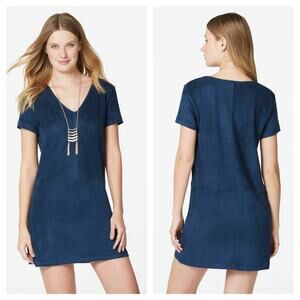 JustFab Faux Suede Shift Dress in Ultra Navy NWT Large